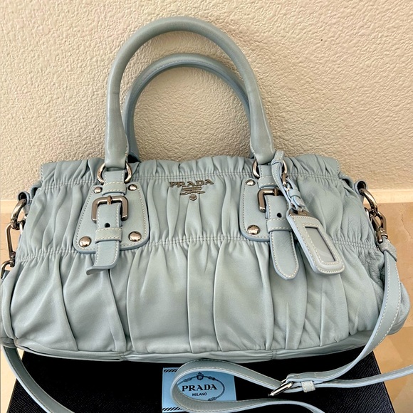 Prada Handbags - PRADA BAULETTO I NAPPA GAUFRE' LAGO TU